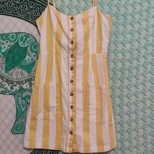 Striped Medium Yellow and White Button-Up Dress